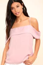 Lulus Play A Tune Blush Pink Off-the-shoulder Top