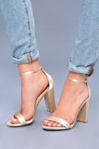 Taylor Champagne Satin Ankle Strap Heels | Lulus