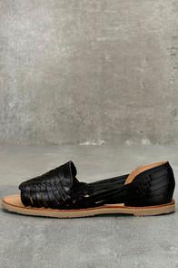 Sbicca Sbicca Jared Black Leather Huarache Flats