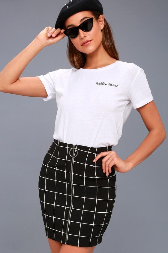 Oops, I Grid It Again Black And White Grid Print Mini Skirt | Lulus