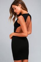 Lulus | Hey Honey Black Backless Bodycon Dress | Size Large | 100% Polyester