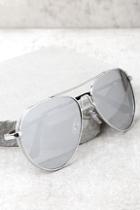 Lulus Top Sun Silver And Grey Mirrored Aviator Sunglasses
