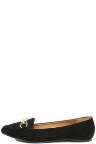 Qupid Walk The Walk Black Suede Loafer Flats