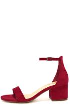Betani Reunion Red Suede Ankle Strap Heels