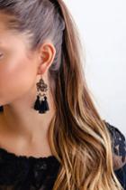 Eudora Gold And Black Tassel Earrings | Lulus