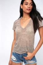 Channing Taupe Striped Burnout Tee | Lulus