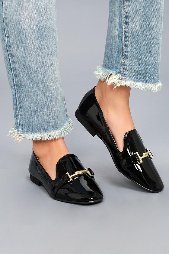 Qupid | Klynn Black Patent Loafers | Size 5.5 | Vegan Friendly | Lulus