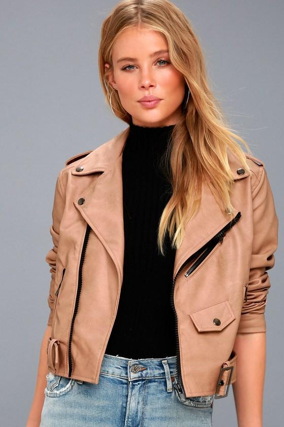Lunik Maryella Nude Vegan Leather Moto Jacket | Lulus