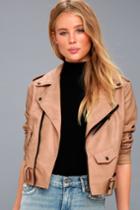 Lunik Maryella Nude Vegan Leather Moto Jacket | Lulus