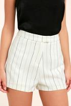 Lulus Sign On The Dotted Line Black And White Striped Shorts