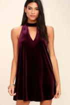 Do & Be | Sweet Song Plum Purple Velvet Swing Dress | Size Small | 100% Polyester | Lulus
