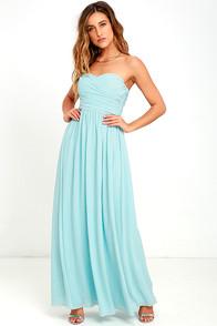 Lulus All Afloat Mint Blue Strapless Maxi Dress