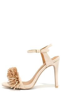 Qupid Doo Wah Diddy Nude Suede Fringe Heels