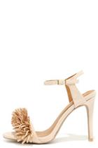 Qupid Doo Wah Diddy Nude Suede Fringe Heels