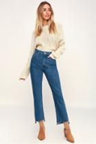Rolla's Original Straight Blue High Rise Cropped Jeans | Lulus