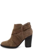 Bamboo Olena Taupe Suede Ankle Booties