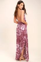 Lulus Live In Harmony Mauve Tie-dye Maxi Dress