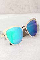 Lulus Sun Ray Gold And Green Mirrored Sunglasses