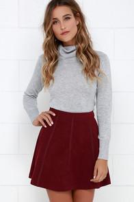 Love Riche Wrangle The Wind Wine Red Suede Skirt