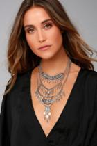 Lulus | Gypsy Dreams Silver Layered Statement Necklace