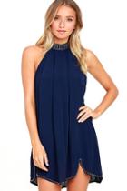 Nbd Lourdes Navy Blue Beaded Dress