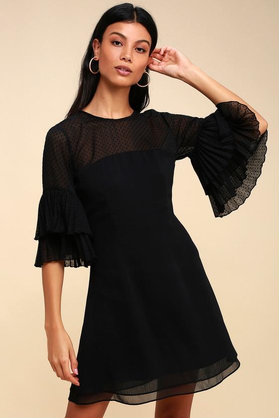 Keepsake Horizons Black Flounce Sleeve Mini Dress | Lulus