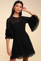 Keepsake Horizons Black Flounce Sleeve Mini Dress | Lulus