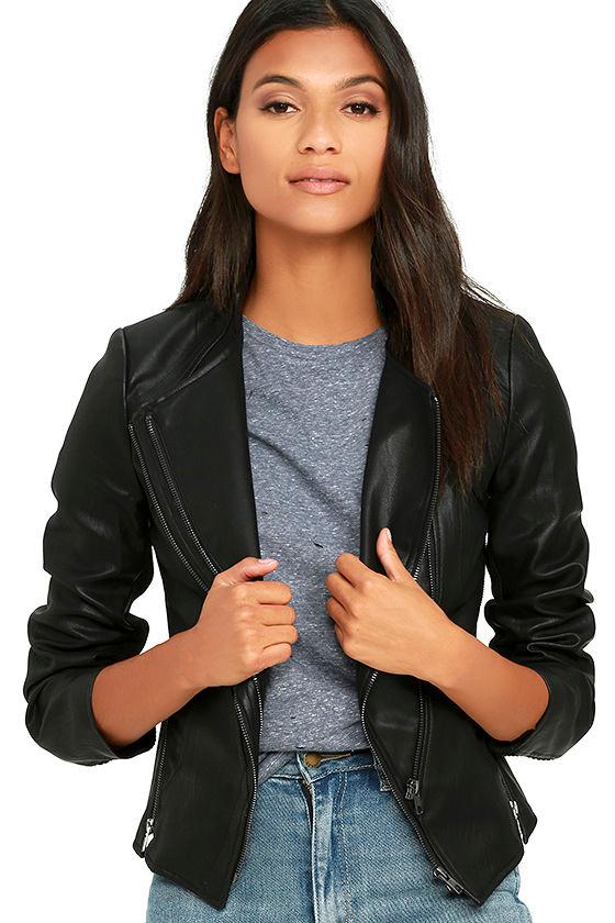 Aakaa You And I Black Vegan Leather Moto Jacket | Lulus