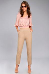 Lulus Kick It Beige Trouser Pants