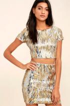 Embrace Kindred Spirit Gold And Silver Sequin Two-piece Dress