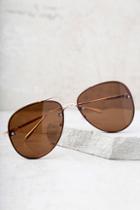 Lulus Person Of Influence Gold And Brown Aviator Sunglasses