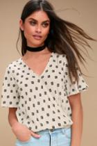Joshua Tree Cream Print Surplice Top | Lulus