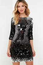 Bb Dakota Elise Black And Silver Sequin Dress