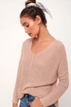 Eloise Dusty Pink V-neck Loose Knit Sweater | Lulus