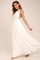 Lulus Forever And Always White Lace Maxi Dress