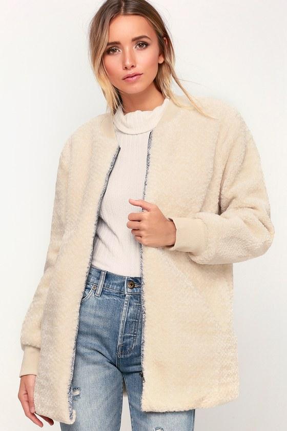 Warm Your Heart Cream Faux Fur Bomber Jacket | Lulus