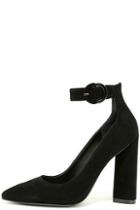 Kendall + Kylie Gloria Black Suede Leather Heels