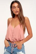 Eastport Mauve Pink Button-up Cropped Tank Top | Lulus