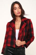 Out Of The Woods Red Plaid Jacket | Lulus
