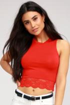 Just My Hype Red Lace Crop Top | Lulus