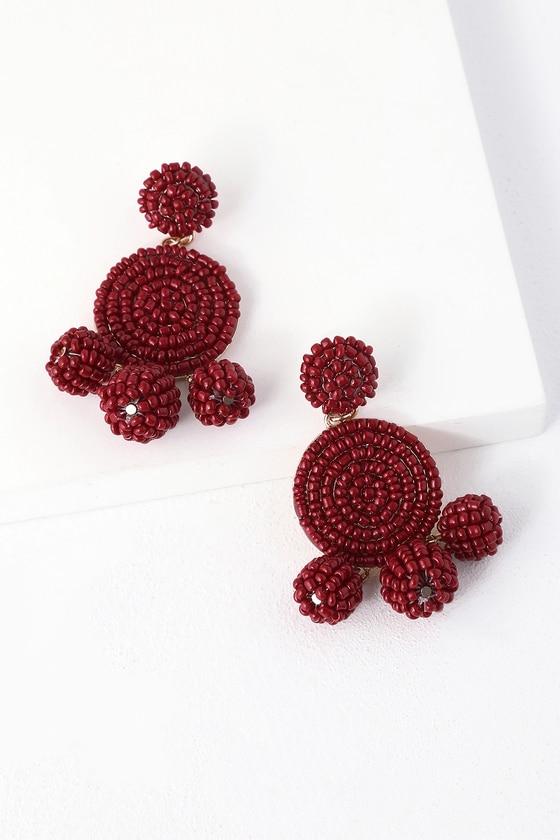 Merle Wine Red Beaded Earrings | Lulus