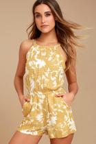 Rvca Hot Water Yellow Print Romper