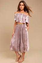 Boho Me Ecuador Taupe Tie-dye Two-piece Jumpsuit