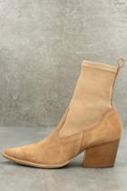 Matisse | Flash Natural Suede Leather Pointed Mid-calf High Heel Boots | Size 6 | Brown | Lulus