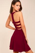 Call Back Wine Red Backless Skater Dress | Lulus