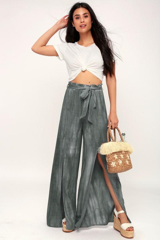 Deanna Charcoal Grey Wide-leg Pants | Lulus