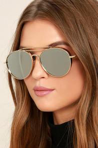 Perverse Solid Gold Mirrored Aviator Sunglasses