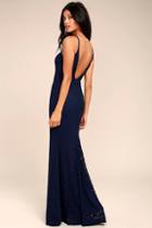 Lulus Ephemeral Allure Navy Blue Lace Maxi Dress
