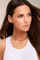 Lulus Dionysus Brown And Gold Layered Choker Necklace