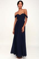Harmonious Love Navy Blue Off-the-shoulder Maxi Dress | Lulus